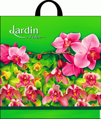 Пакет с петлевой ручкой ПВД 44х44, 70 мкм "Райский сад"