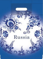 Пакет с прорубной ручкой ПВД 20х30, 30 мкм "RUSSIA-2" синий
