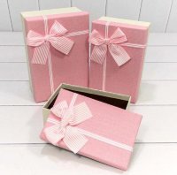 Коробка подарочная "С полосатым бантиком" 21*14*8 см 