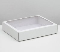 Коробка на вынос белая, сборная с окном 29*23,5*6 см