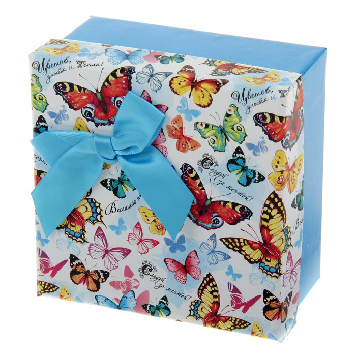 Коробка для пряников, 15х15 см, Бабочки-Цветы