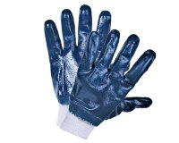Перчатки обливные нитриловые МБС синие манжет резинка